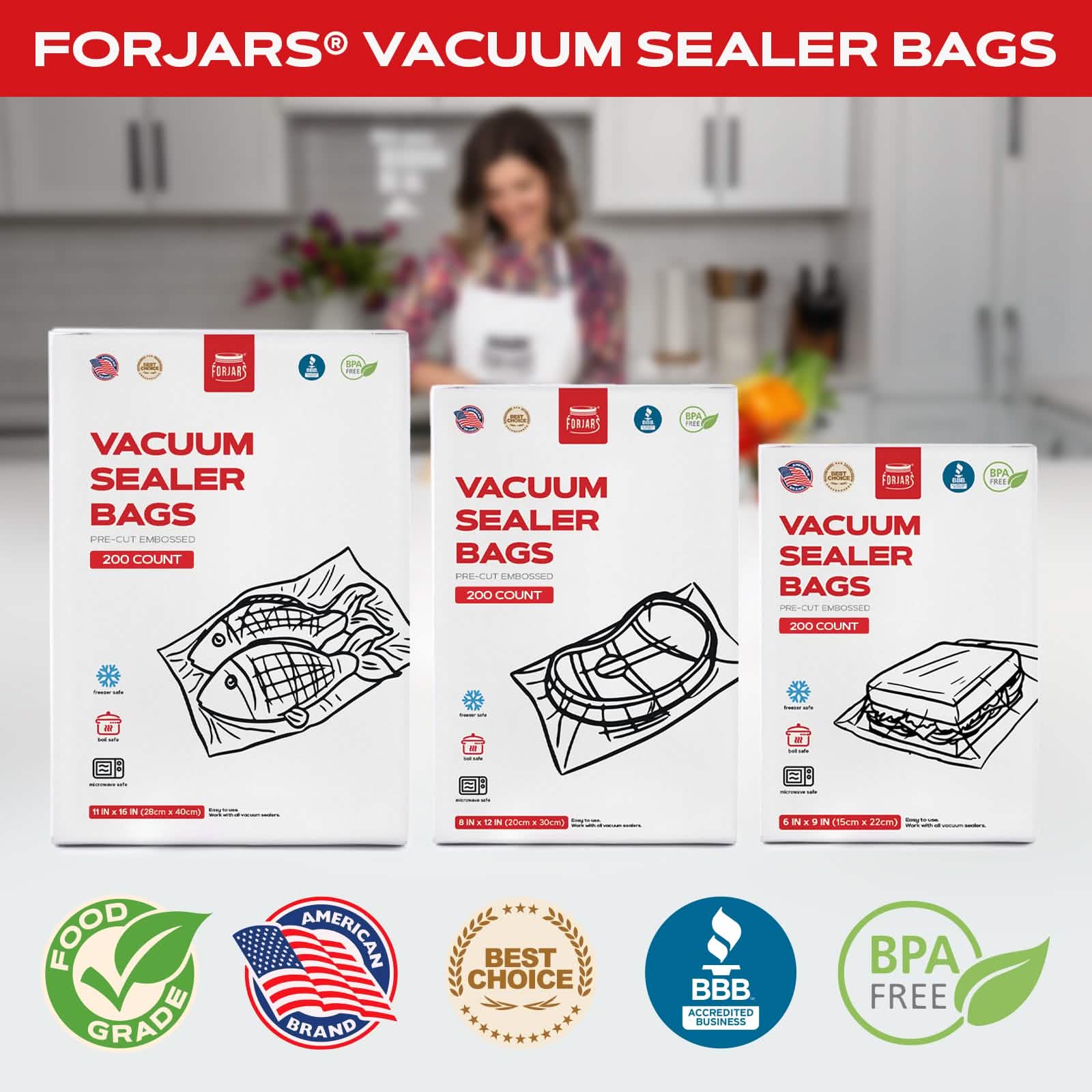 Forjars® 100-Count 11x16 Vacuum Sealer Bags – 7.5 Mil Thick - Image 3