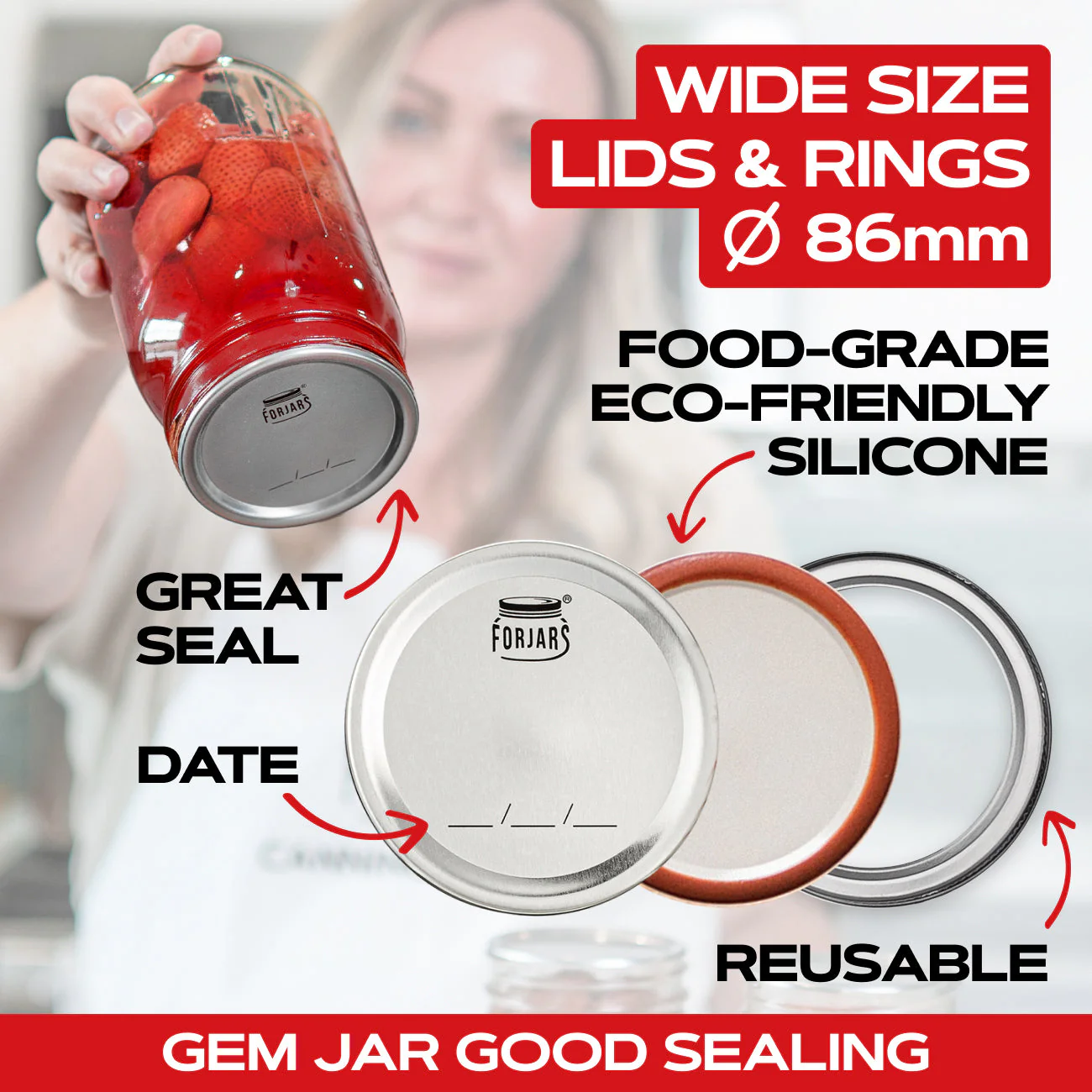 Forjars® 200-Count: Regular + Wide Mouth Canning Lids - Image 2
