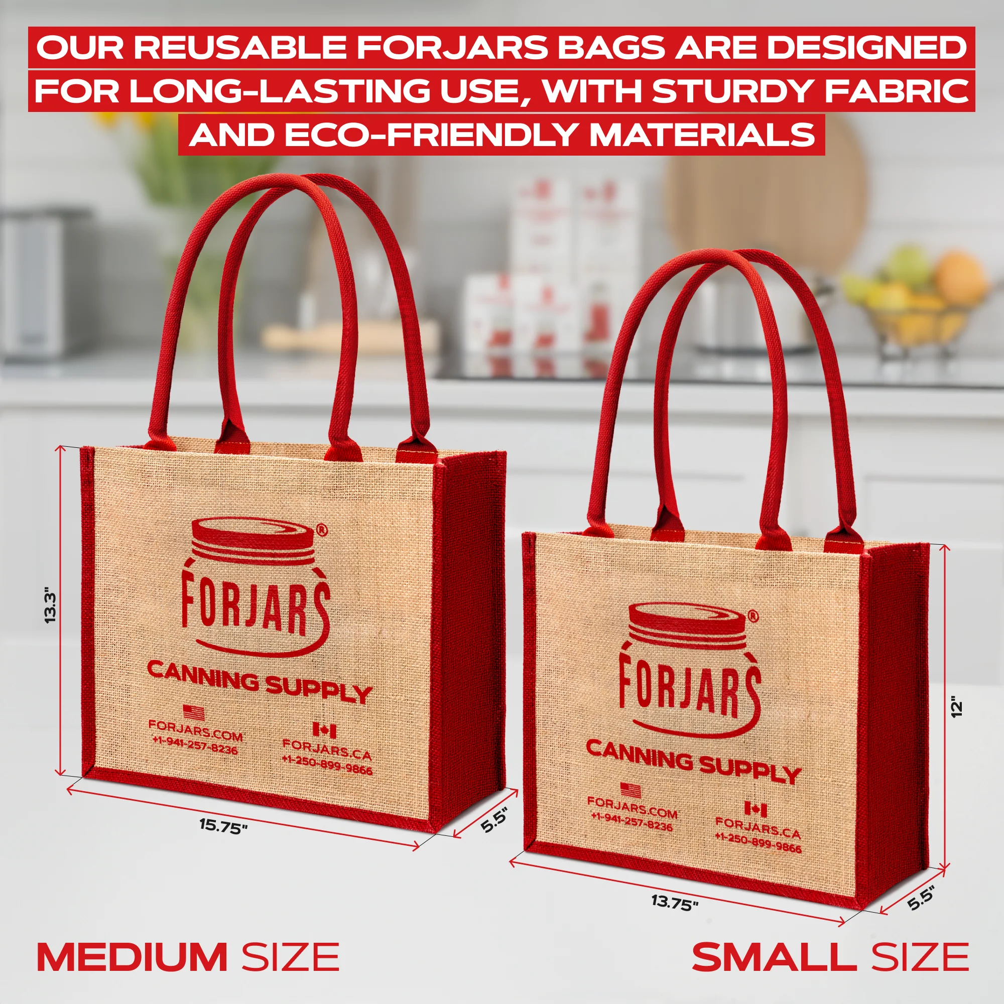 Forjars®  Reusable Burlap Tote Bags - Image 3