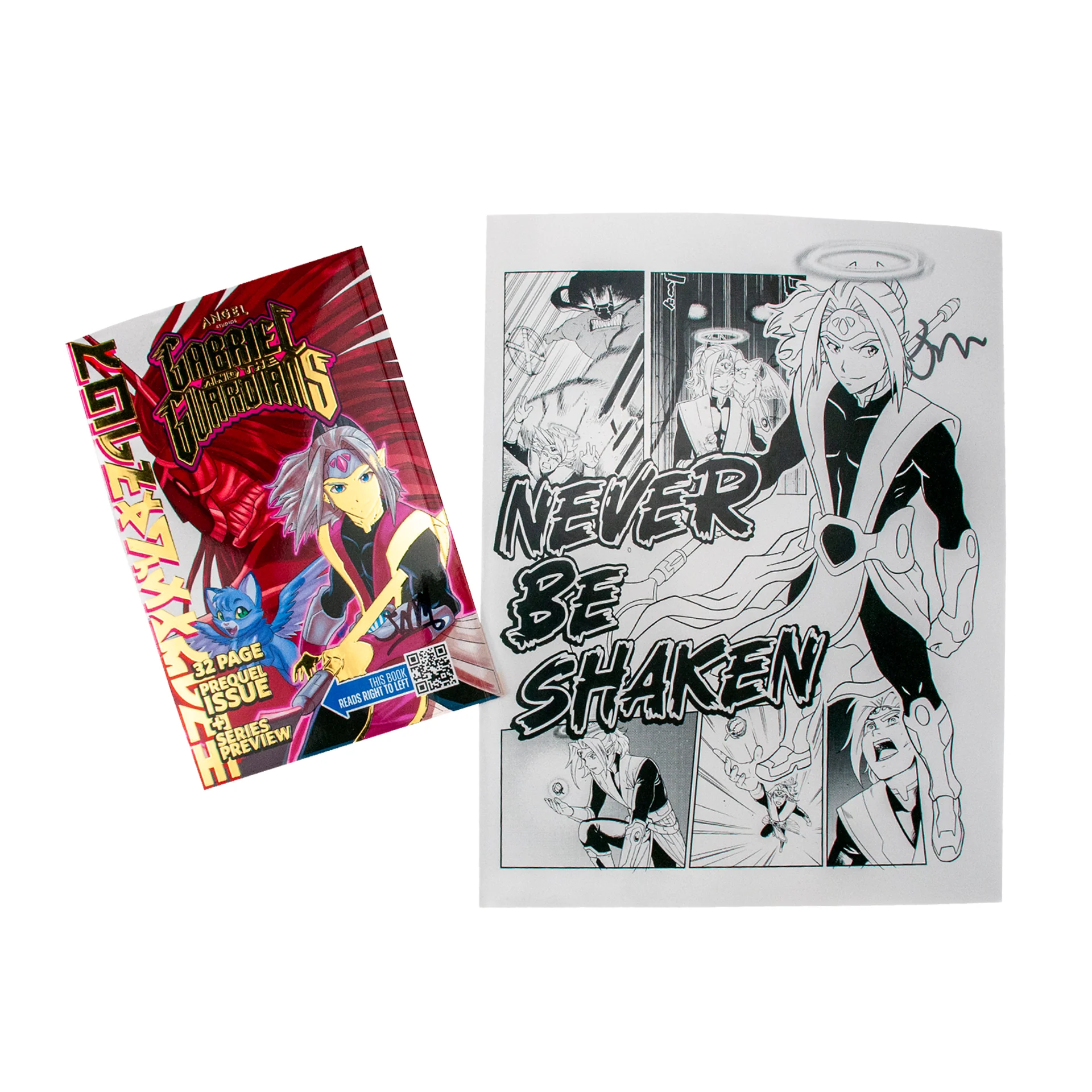 Signed Gabriel and the Guardians Gold Foil Preview Manga + Sketch
