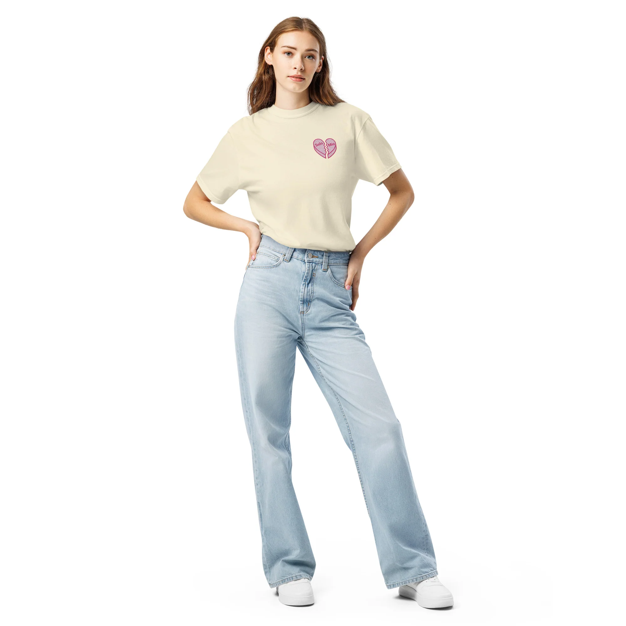 SOLO MIO Embroidered Broken Heart T-Shirt - Image 3