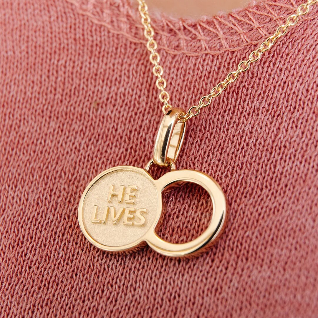 "The Empty Tomb"  14K Solid Gold Pendant Necklace - Image 2
